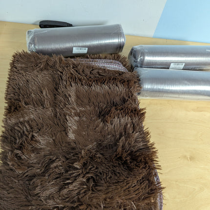 ZJYeRug Brown Runner Rugs for Bedroom Living Room,Non Slip Bedside Fluffy Area R