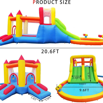 Umbalir InfIatable Bonuce House with 4 Slides & Large Splash Pool, Water Park wi