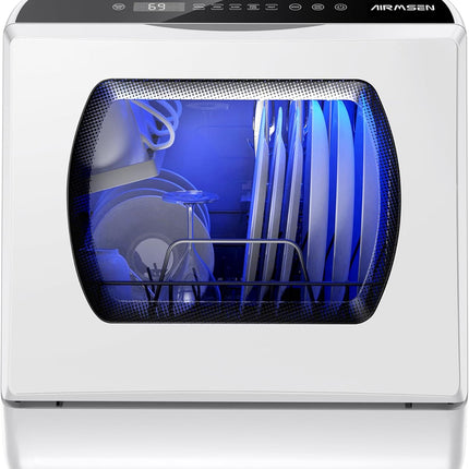AIRMSEN AE-TDQR03 Countertop Portable Dishwasher, Compact Mini Dishwasher with 5