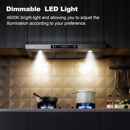 HisoHu 36 Inch Under Cabinet Range Hood with 900-CFM,4 Speed Gesture Sensing&Tou