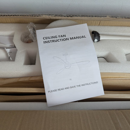 GESUM Ceiling Fan with Light, 52" Wood Ceiling Fan with Light Remote Control,6 S