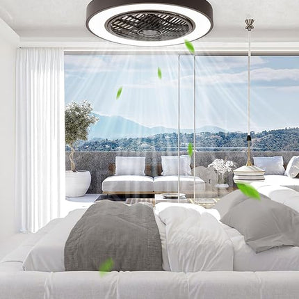 LEDIARY 20 Inch Low Profile Ceiling Fans With Lights, Led Bladeless Ceiling Fan,