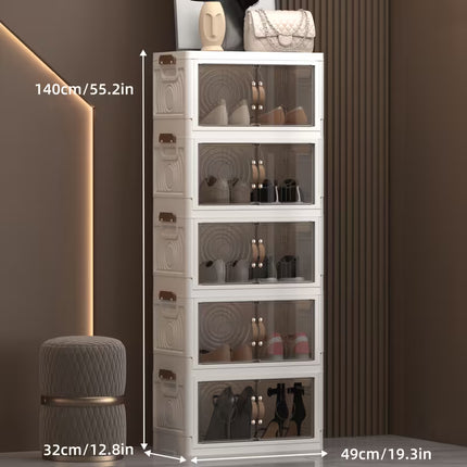 Large Plastic Wardrobe Clothing Storage Boxes for 5 Floors, Movable Clothing Sto