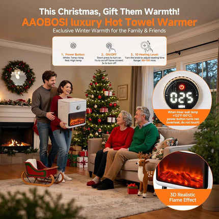 AAOBOSI Heated Towel Warmer for Bathroom - Luxury Towel Warmers Bucket with 3D F