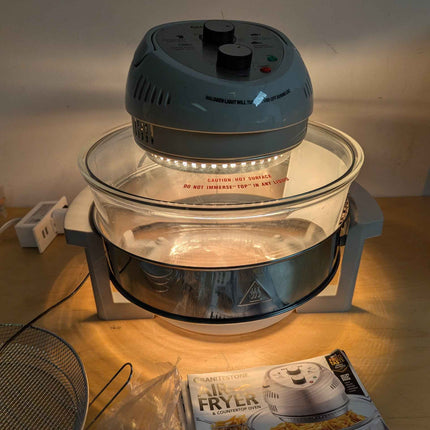 Granitestone 16 Qt Glass Air Fryer Oven Non Toxic, Oil-Less Air Fryer, 16 Quart, 1300W with Built in Timer, Self Clean Function, Dishwasher Safe, Includes 50+ Recipe Book - White
