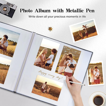 Finksy Large Photo Album Self Adhesive for 3x5 4x6 5x7 8x10 Pictures Linen Scrap