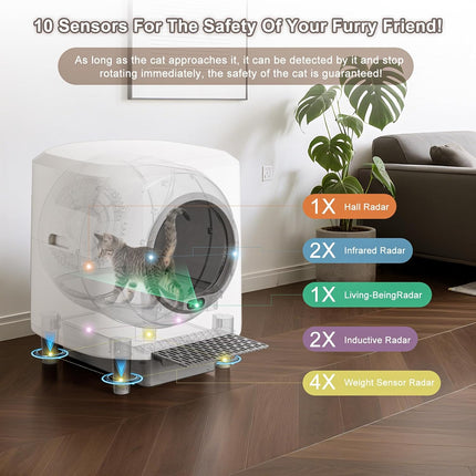 Automatic Cat Litter Box Ellenpent Self-Cleaning Litter Box with APP Control and