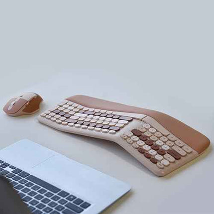 Wireless Ergonomic Keyboard and Mouse Combo, Split Keyboard, Stain-Resistant Com
