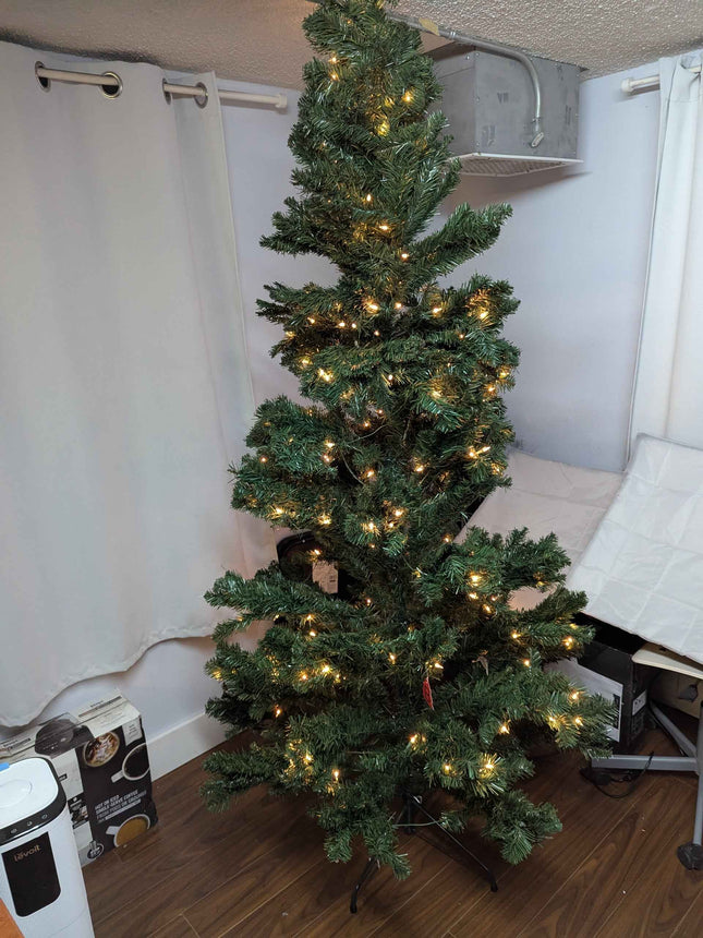 SHareconn 7ft Prelit Artificial Hinged Christmas Pine Tree with Remote Control,