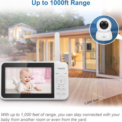 VTech VM924-2 Pan & Tilt Video Baby Monitor with 2 Cameras, 5" LCD Screen, Up to