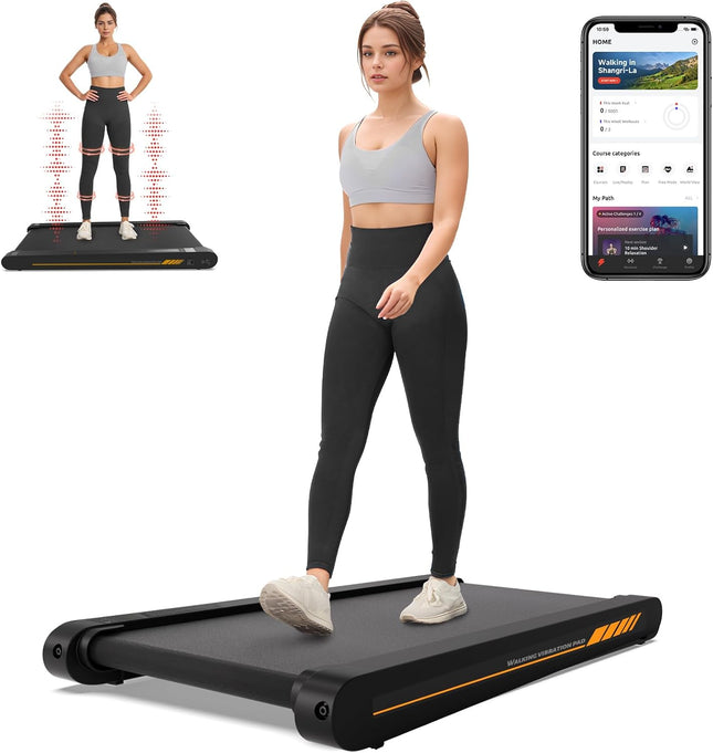 Sperax 4-in-1 Walking Vibration Pad Treadmill, 2.5 HP Under Desk with App Control, 350 lb Capacity (No Remote)