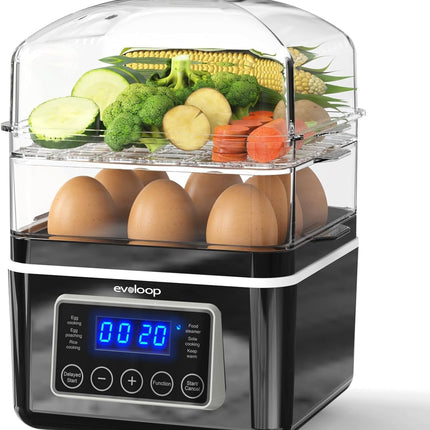 2 Tiers Mini Electric Food Steamer for Cooking, 4 QT Digital Multi Vegetable Ste