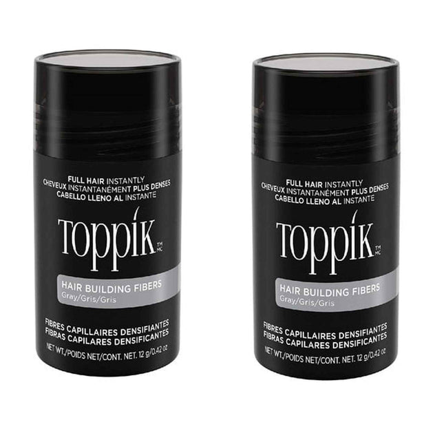 Toppik Hair Building Fibers, Gray, 0.42 oz - 2 Pack