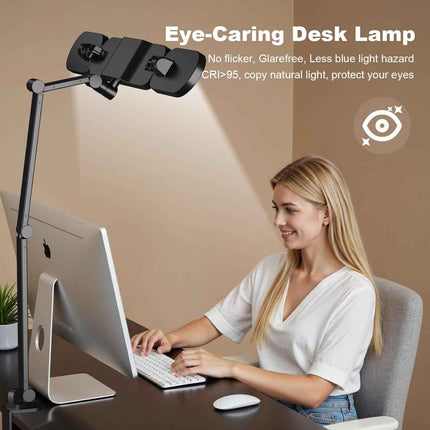 NUERPO LED Desk Lamp with Clamp,Adjustable Swing Arm Desks Lamps for Home Office