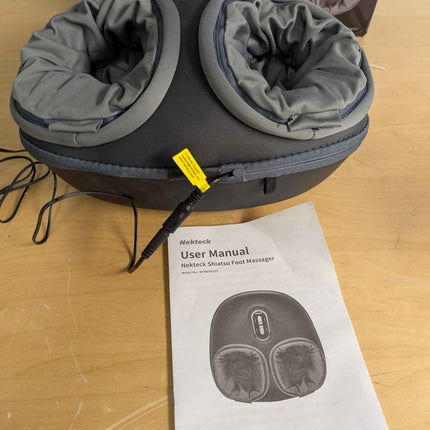 Nekteck Shiatsu Foot Massager Machine with Soothing Heat, Deep Kneading with air Compression, Improve Blood Circulation and Foot Wellness, Relax for Home or Office Use (Gray)