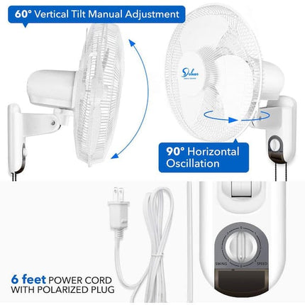 Amucolo 2 Pack 16 in. Indoor White Wall Mount Fan with Adjustable Tilt