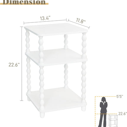 Fultyle End Table, Small Side Table with 3 Tier Open Shelf, Modern NightStand Be