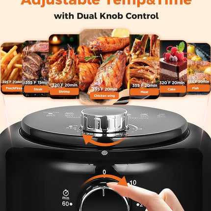 Bear Small Air Fryer 2.1 QT, Mini Airfryer Adjustable Time&Temp Control, Compact