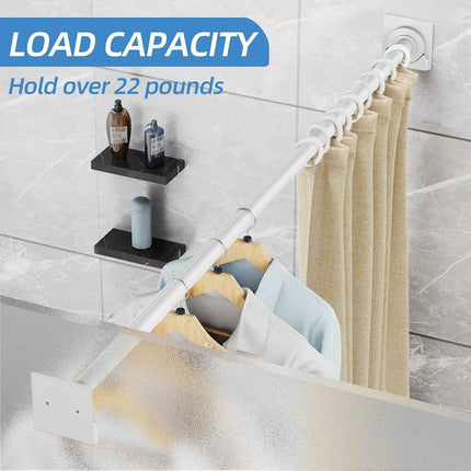 CorkLatta White Shower Curtain Rod,1 Inch Diameter Stainless Steel Adjustable Sp