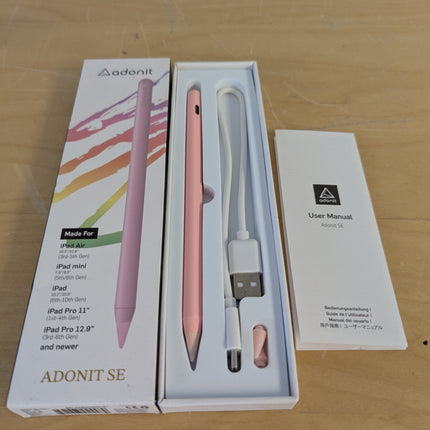 Adonit SE(Pink) Magnetically Attachable Palm Rejection Pencil for Writing/Drawin