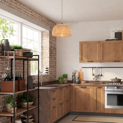 NAANN Plug in Pendant Light, Bamboo Rattan Pendant Lighting Fixtures Rustic Farm