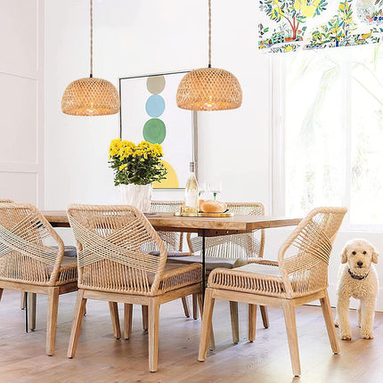 NAANN Plug in Pendant Light, Bamboo Rattan Pendant Lighting Fixtures Rustic Farm