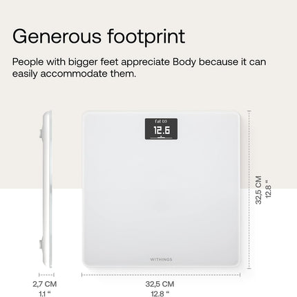 Withings Body Smart Wi-Fi Digital Scale with Weight & BMI Display, HealthMate App Sync, 8 User Profiles