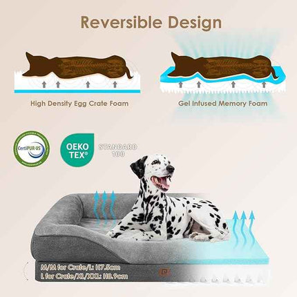 EHEYCIGA Memory Foam Dog Bed for Large Sized, Orthopedic Dog Sofa with Sides and