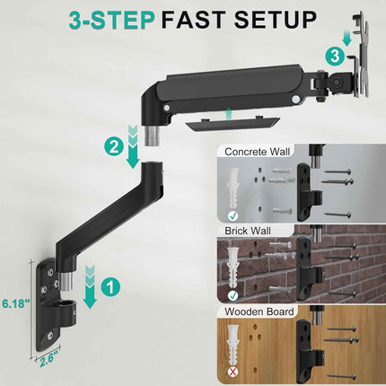 WALI Computer Monitor Wall Mount for 17 to 32 Inch Screens, Single Monitors Moun