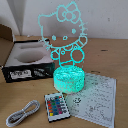 Cat Night Light Cute Night Light - Anime Charater 16 Color Change Decor Kitty La