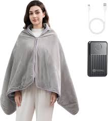 FREEHILL Heated Blanket Battery Operated, 9V Portable Cordless Heated Blanket We