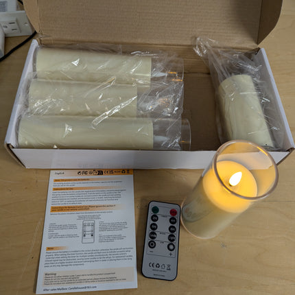 Yeelida Acrylic Flameless Flickering Candles with Remote Control and Timer, Batt