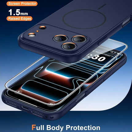 FNTCASE for iPhone 18 Pro / 17 Pro Case Fit for MagSafe Solid Deep Blue | 6.3 in