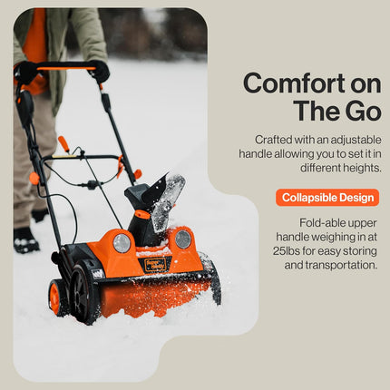 SuperHandy Electric Snow Thrower Walk-Behind Blower Corded AC 120V 18 inch Clear