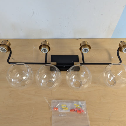 Tipace Industrial Bathroom Vanity Lighting Fixtures 4-Lights Vintage Black & Gol