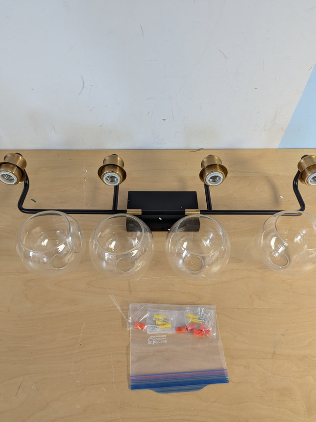 Tipace Industrial Bathroom Vanity Lighting Fixtures 4-Lights Vintage Black & Gol