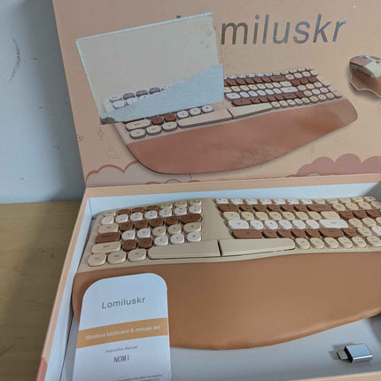 Wireless Ergonomic Keyboard and Mouse Combo, Split Keyboard, Stain-Resistant Com