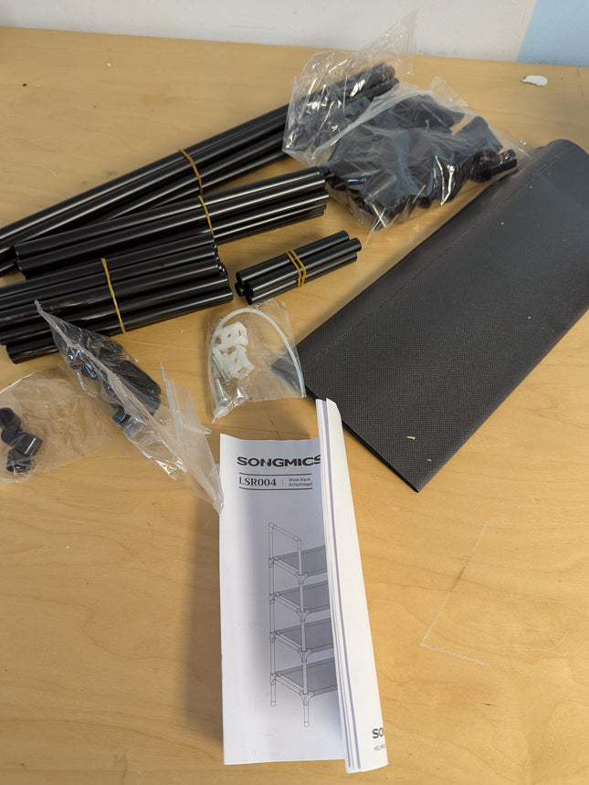 SONGMICS 4-Tier Shoe Rack, Shoe Storage Organizer with Metal Frame, Black ULSR00