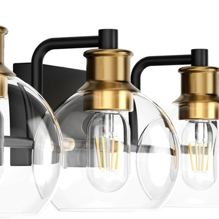 Tipace Industrial Bathroom Vanity Lighting Fixtures 4-Lights Vintage Black & Gol