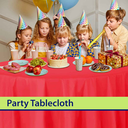 Party Dimensions Red Plastic Table Cover for Round Tables 84 Inch (12 Pack) Prem