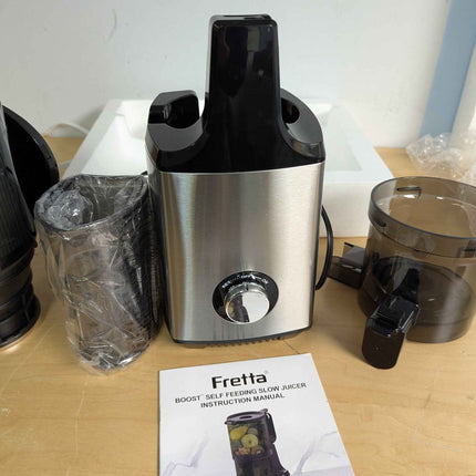 Fretta Juicer Machine,Cold Press Juicer W/ 5.3'' Feed Chute for Whole Fruits Veg
