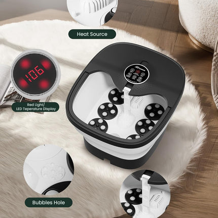 Snailax Foot Spa Bath Massager with Heat & Remote Control, Shiatsu Massage Rolle