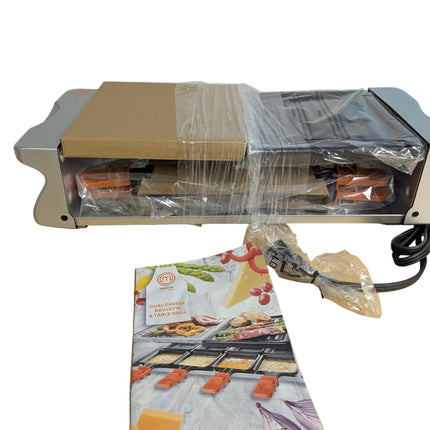 MasterChef Dual Cheese Raclette Table Grill w Non-stick Grilling Plate and Cooki