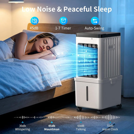 SimerSure 3-in-1 Portable Evaporative Air Cooler with Removable Water Tank, 4 Ice Packs, Timer and Remote Control