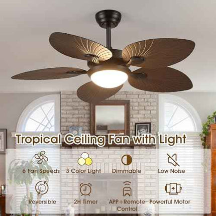 Wiviniya Ceiling Fans with Lights and Remote/APP Control, 44 Inch Tropical Palm