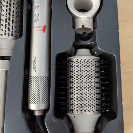 7MAGIC Hair Dryer Brush & 6 in 1 Hair Styler, Silver, 110 Volts, 1200 Watts, Ion