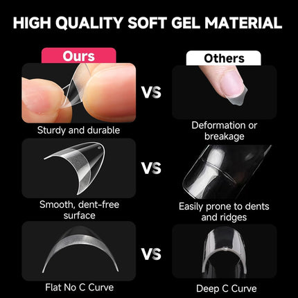 UNA GELLA Almond Shape Nail Tips Short: 504pcs Half Cover Almond Tips | Half Mat
