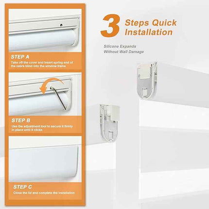 Persilux No Drill No Tool Zebra Blinds Light Filtering Dual Layer Privacy for Da