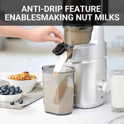 AMZCHEF 5.3 Inch Automatic Juicer Machine, Cold Press Juicer for Whole Fruits an