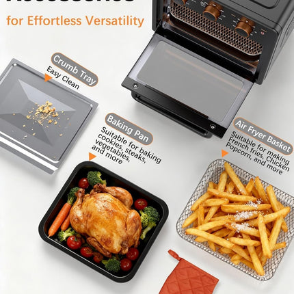 OUNIN Air Fryer Toaster Oven with Steam Infusion, 12L Countertop Oven, 6-in-1 Bake, Broil, Grill & Air Fry, Black
